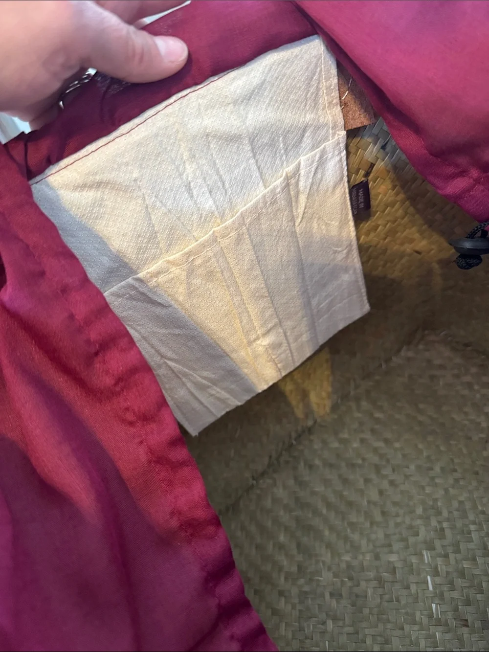 Woven Stripe Tote Bag in Burgundy and Tan